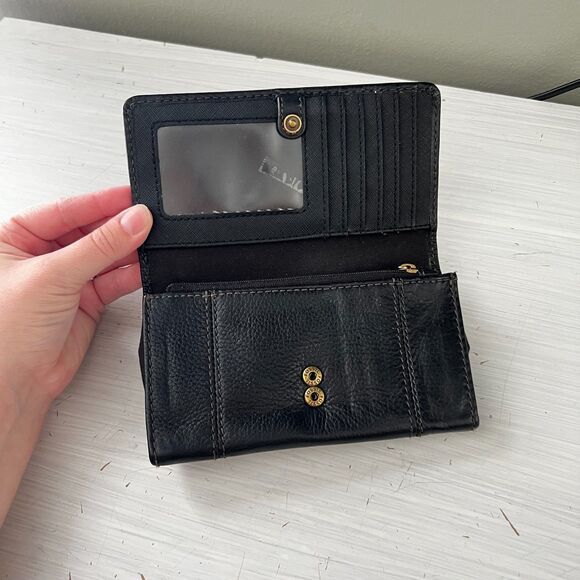 Fossil Black Leather Snap Close Wallet - Picture 4 of 5